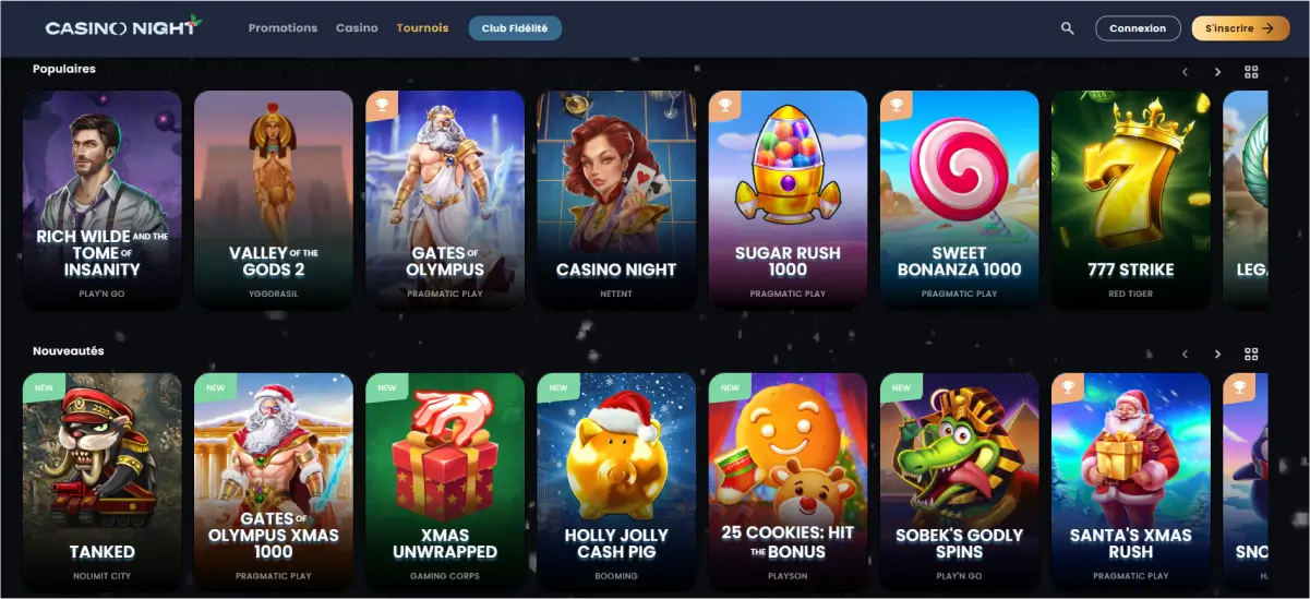 Les divertissements disponibles sur Casino Night