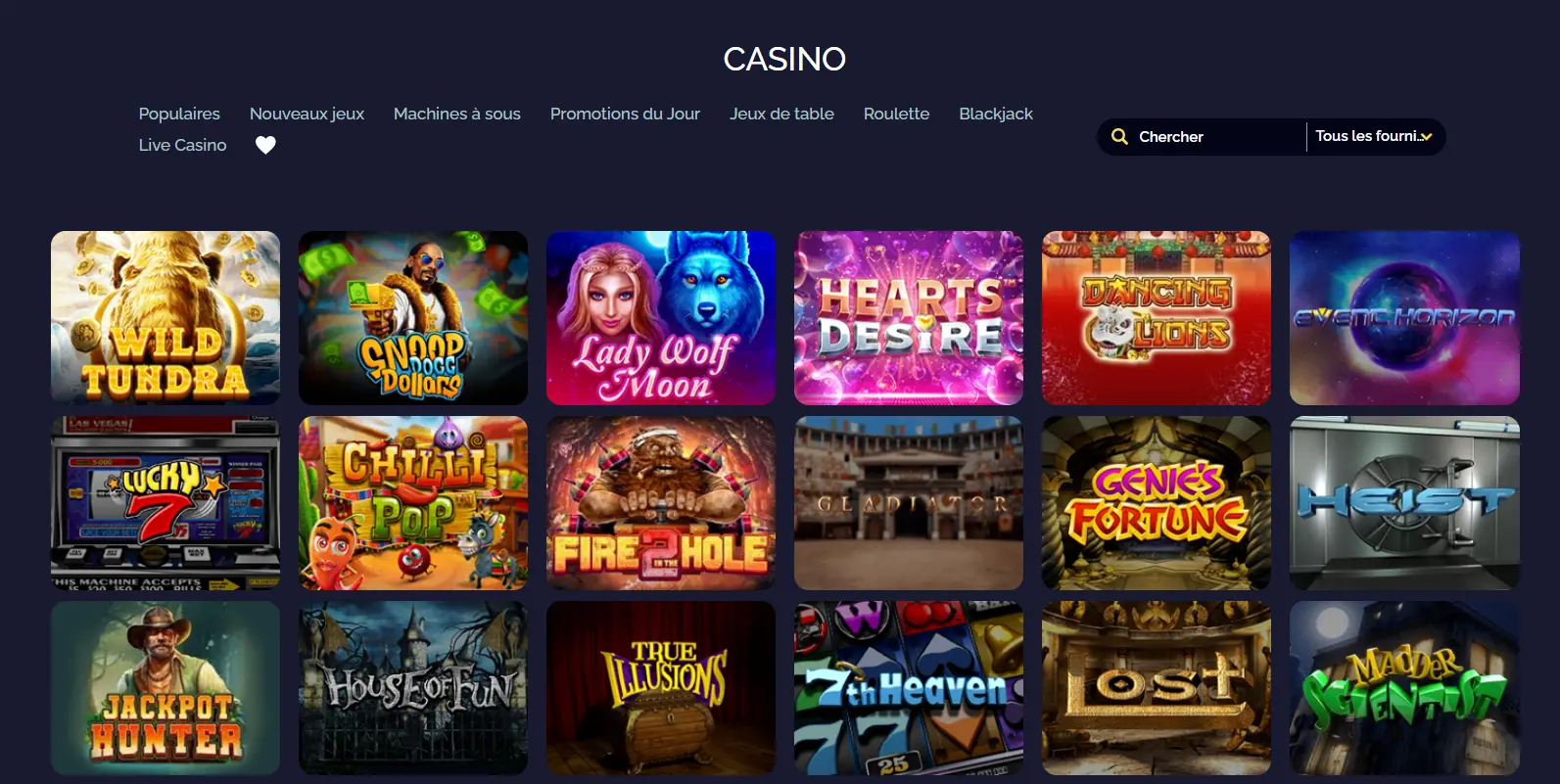 Jeux disponibles sur MonteCryptos casino