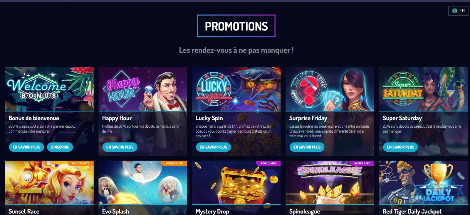 Jeux de casino bonus